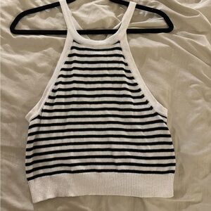 Striped Black and White Knit Tank Top